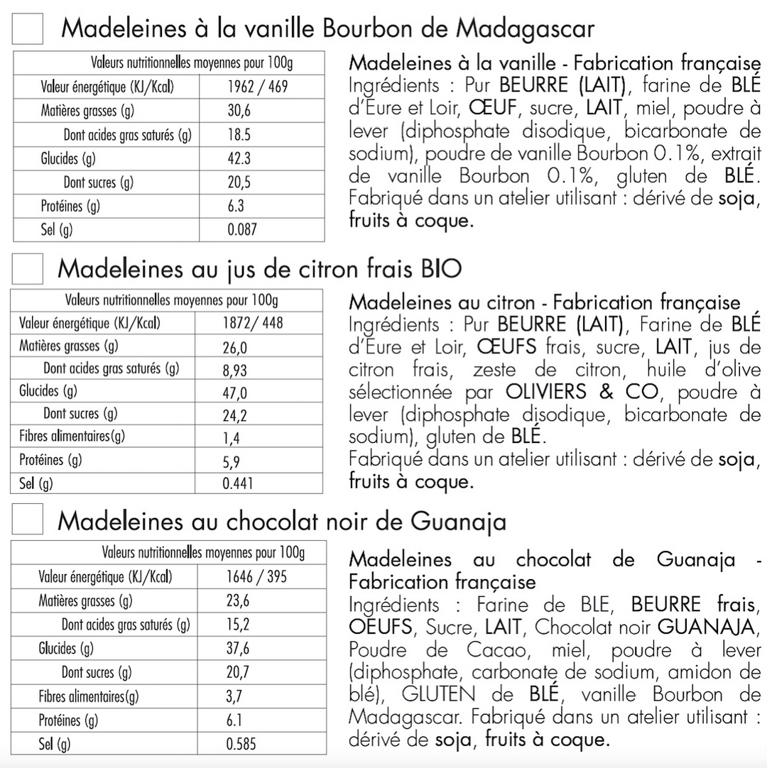 Sachets recharge de madeleines